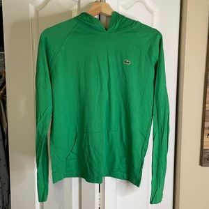 green Lacoste long sleeve shirt with hoodie